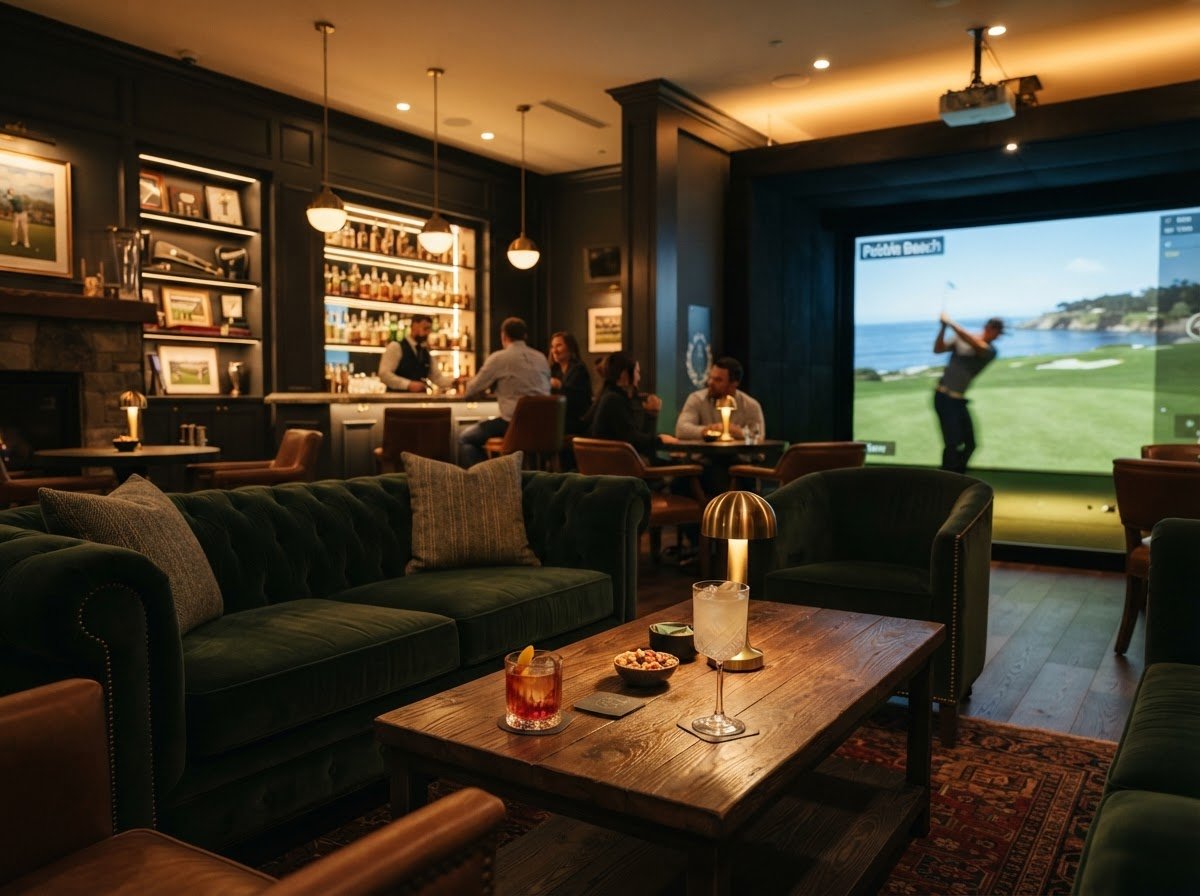 Stilvolle Lounge- und Bar-Atmosphäre der Golden Golf Lounge